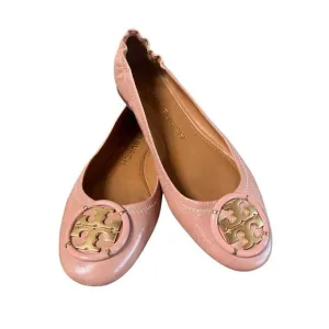 Tory Burch Pink Moon Ballet Flats Shoes Women’s Size 7 M Gold Logo
