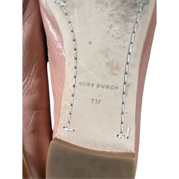 Tory Burch Pink Moon Ballet Flats Shoes Women’s Size 7 M Gold Logo