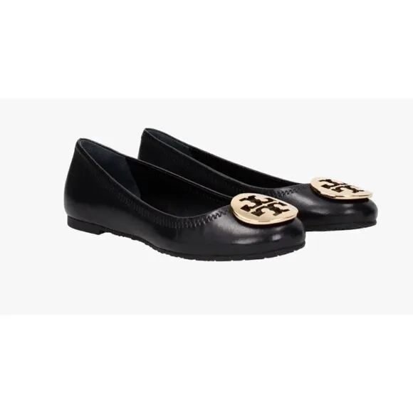 Tory Burch Reva Leather Ballet Flats In Black size 9.5