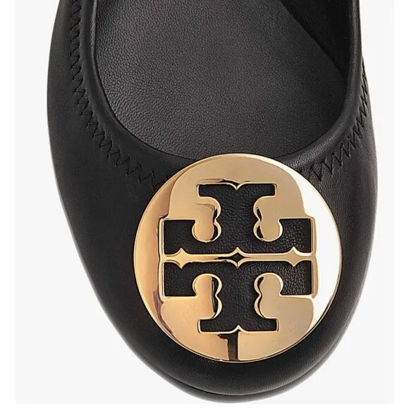 Tory Burch Reva Leather Ballet Flats In Black size 9.5