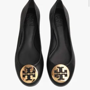 Tory Burch Reva Leather Ballet Flats In Black size 9.5