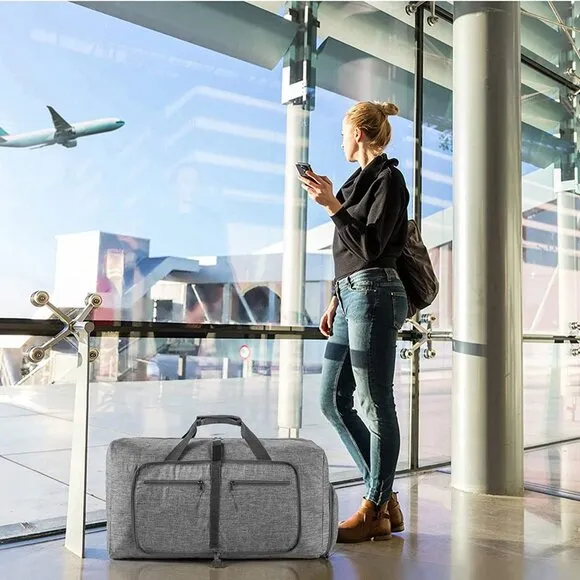 Travel Duffle Bag for Men, 65L 85L 115L Foldable Travel Duffel Bag with Shoes Co