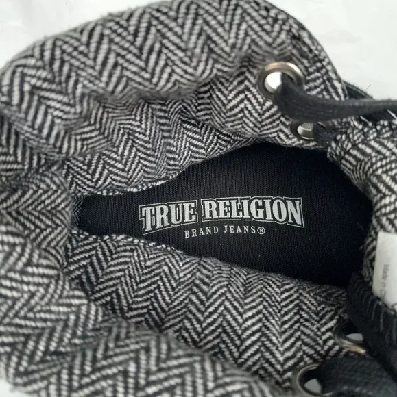 True Religion Buda Men's Size 11 Fold Over High Top Sneakers Black