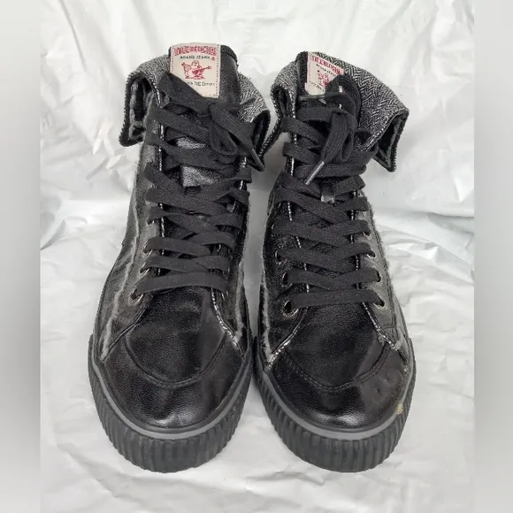 True Religion Buda Men's Size 11 Fold Over High Top Sneakers Black