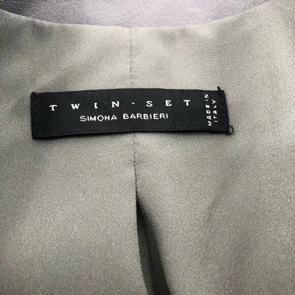 Twin Set Italy Suit Jacket Blazer Grey Jersey Women's Sz S NEW $680
