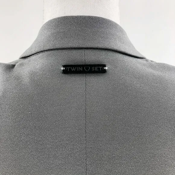 Twin Set Italy Suit Jacket Blazer Grey Jersey Women's Sz S NEW $680