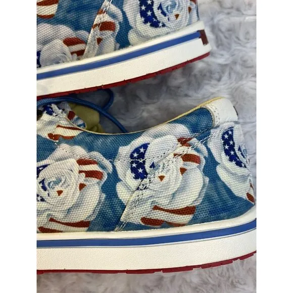 Twisted X By Olivia Bennett Sz 10 Tie Canvas Sneakers Rose Flag Comfort WCA0068