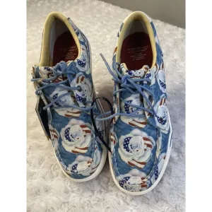 Twisted X By Olivia Bennett Sz 10 Tie Canvas Sneakers Rose Flag Comfort WCA0068