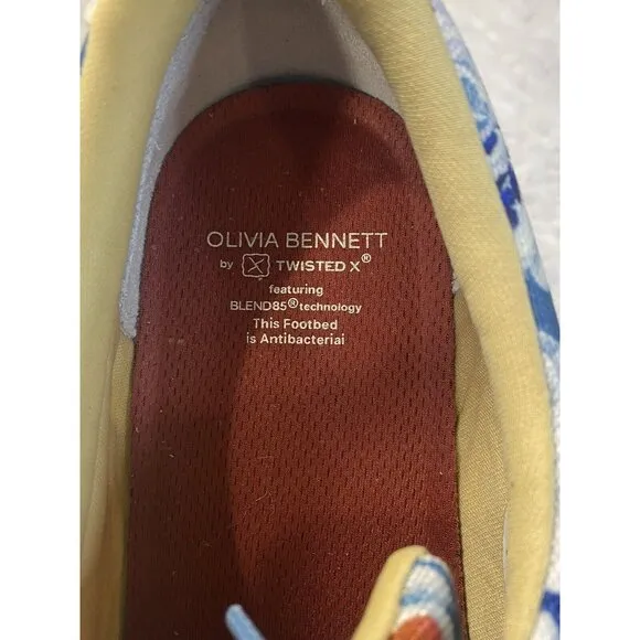 Twisted X By Olivia Bennett Sz 10 Tie Canvas Sneakers Rose Flag Comfort WCA0068