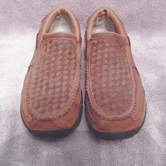 Twisted X Men's Slip On Driving Moc Size 7.5 Casual Comfort Shoe Woven Leather