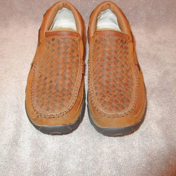 Twisted X Men's Slip On Driving Moc Size 7.5 Casual Comfort Shoe Woven Leather