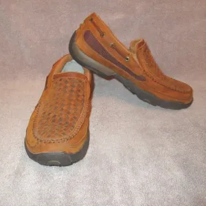 Twisted X Men's Slip On Driving Moc Size 7.5 Casual Comfort Shoe Woven Leather