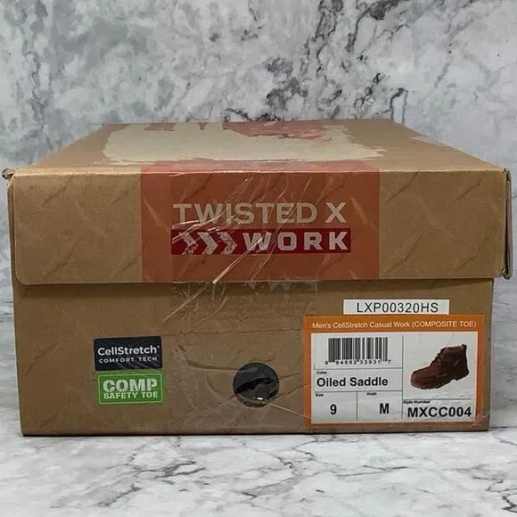 Twisted X Size 9M Oiled Saddle Cellstretch Casual Work Boots Moc Comp Toe P33-6