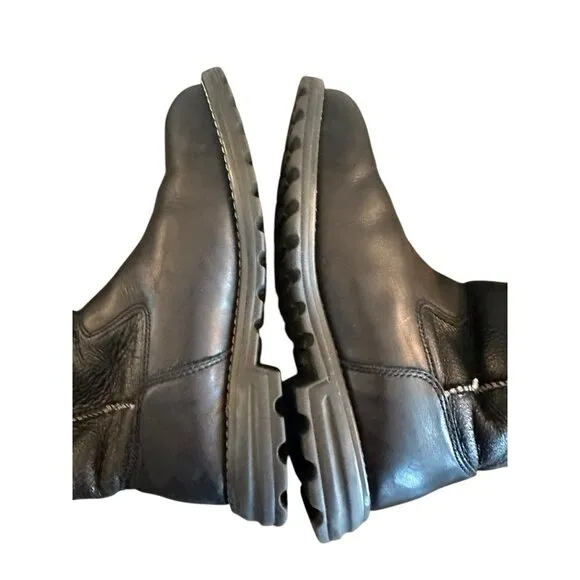 UGG Brooks Tall Black Leather 5490 Shearling Lined Boots Women's US 7 EUR 38