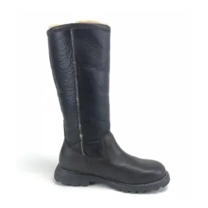 UGG Brooks Tall Black Leather 5490 Shearling Lined Boots Women's US 7 EUR 38