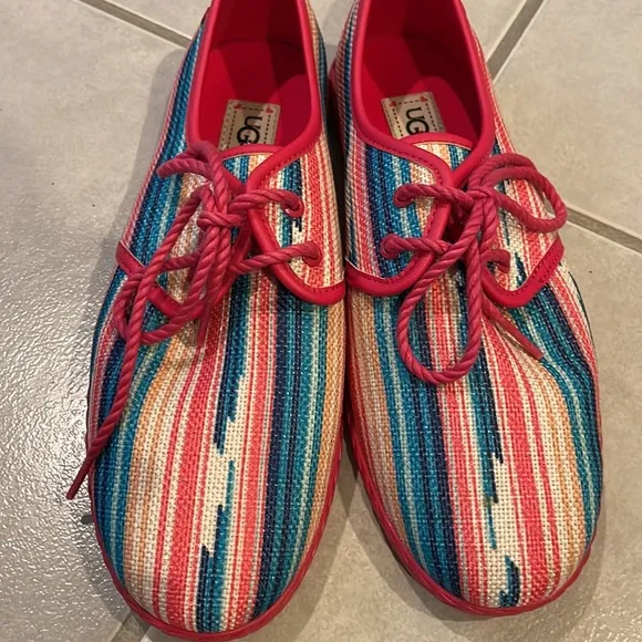 Ugg canvas sneakers colorful stripes NWOT