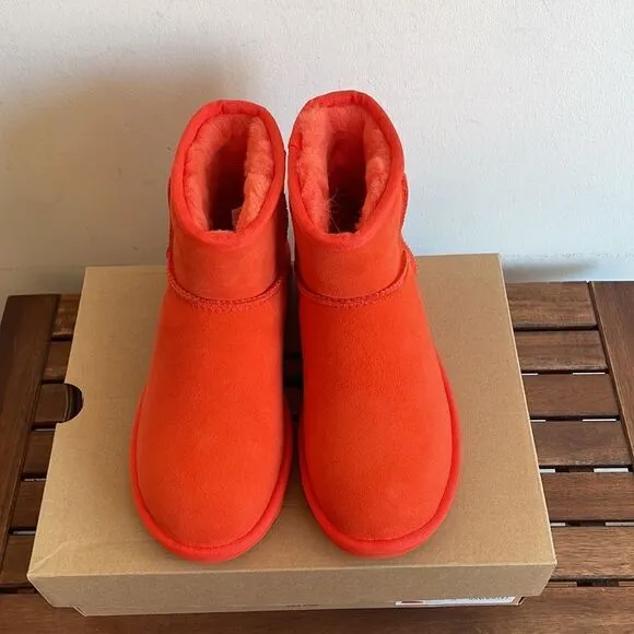 UGG Classic Mini II Boots Hazard Orange USA Women Size 6/UK 4/EU 37