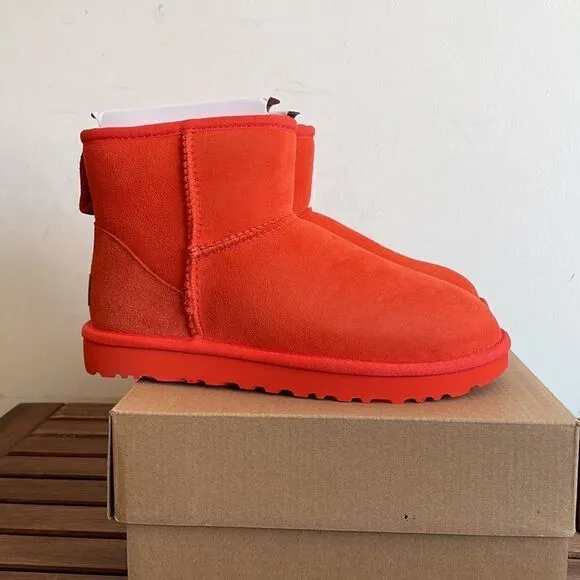 UGG Classic Mini II Boots Hazard Orange USA Women Size 6/UK 4/EU 37