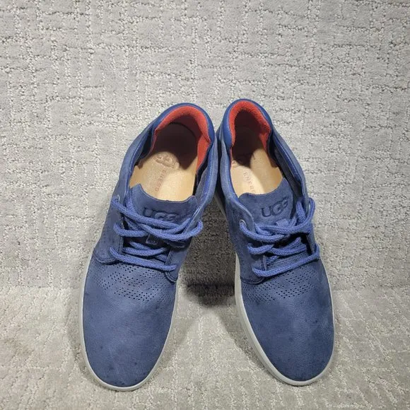 Ugg Energy Mens Size 7.5 Blue Leather Lace Up Casual Sneaker Shoes 1014660