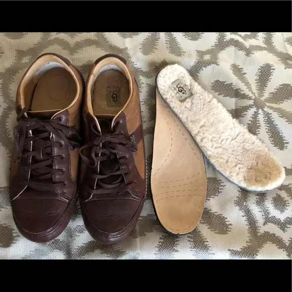 🆕UGG’S MEN’S LEATHER FUR LINED SNEAKERS 👟 Sz 12