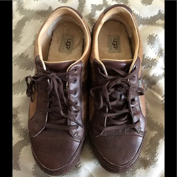 🆕UGG’S MEN’S LEATHER FUR LINED SNEAKERS 👟 Sz 12