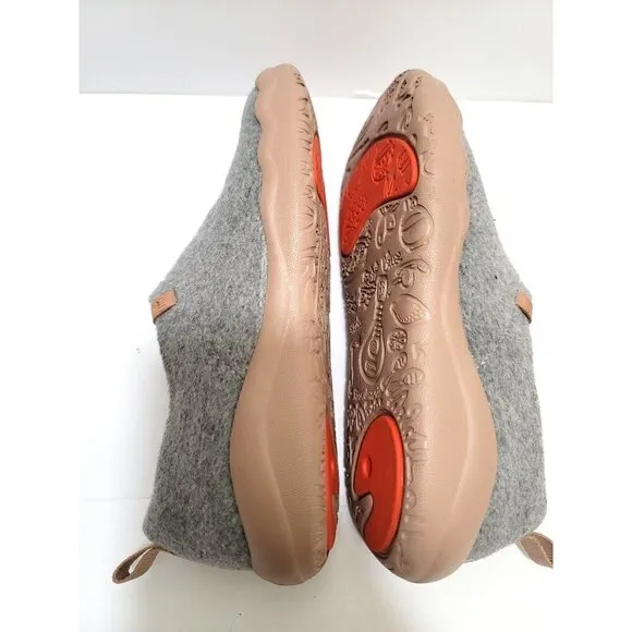 UIN Men's Slip-On Casual Shoes Gray &amp; Orange Size 6.5