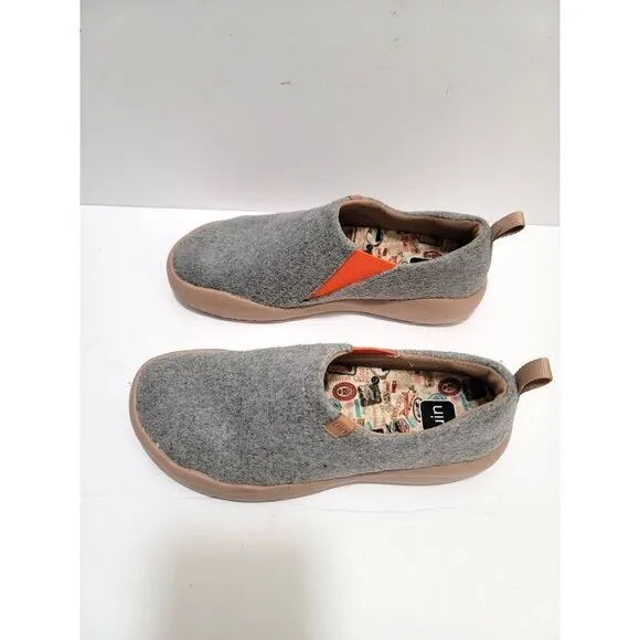 UIN Men's Slip-On Casual Shoes Gray &amp; Orange Size 6.5