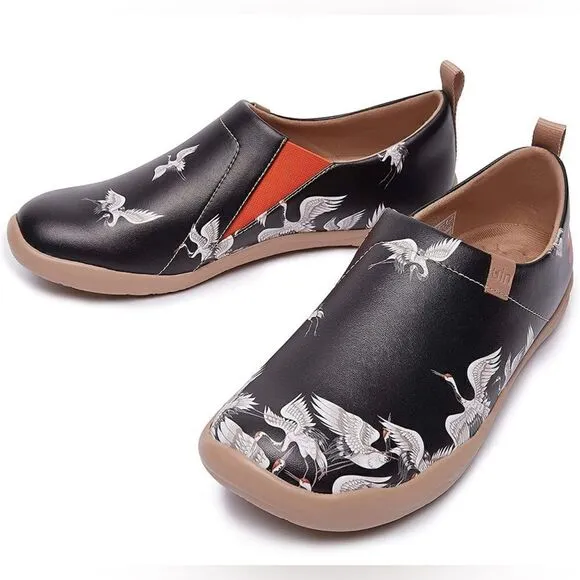 UIN Men's Walking Travel Shoes SlipOn Microfiber Casual Loafers(Crane in dark)