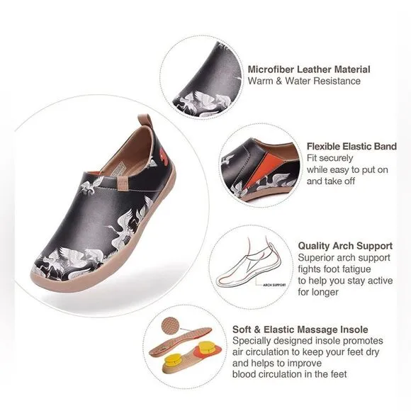 UIN Men's Walking Travel Shoes SlipOn Microfiber Casual Loafers(Crane in dark)