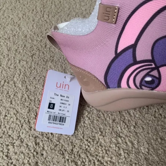 UIN Women’s Travel Art Walking Shoes Knitted High Top Size 8 US Pull On