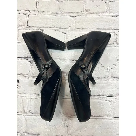 Umberto Raffini black suede and leather Comfort Heels Arch support Size 39 8 8.5