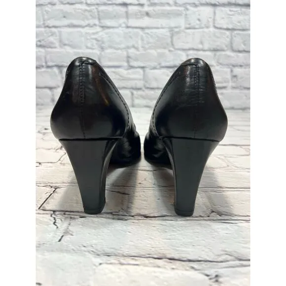 Umberto Raffini black suede and leather Comfort Heels Arch support Size 39 8 8.5