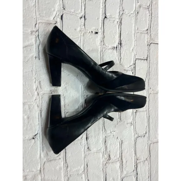 Umberto Raffini black suede and leather Comfort Heels Arch support Size 39 8 8.5