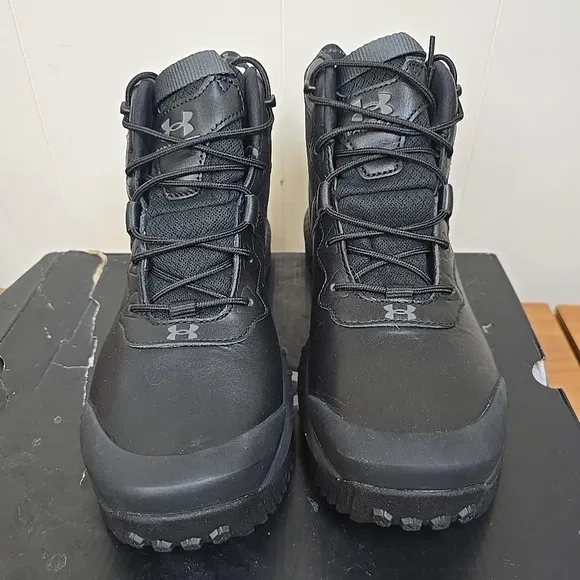 Under Armour Mens Size 8 Micro G Valsetz Mid Leather Boots 3024334 001 Black Jet