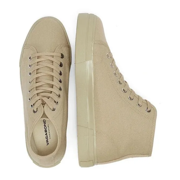 Vagabond Teddie Khaki Trainers High Top Sneakers Lace Up Beige Tan Platform