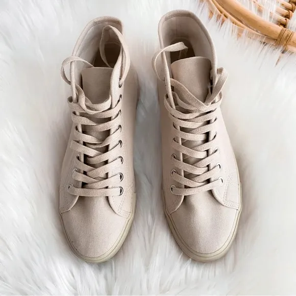 Vagabond Teddie Khaki Trainers High Top Sneakers Lace Up Beige Tan Platform