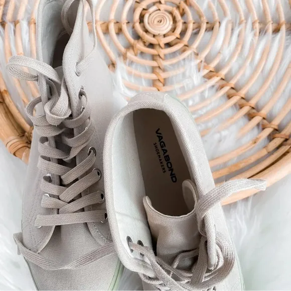 Vagabond Teddie Khaki Trainers High Top Sneakers Lace Up Beige Tan Platform