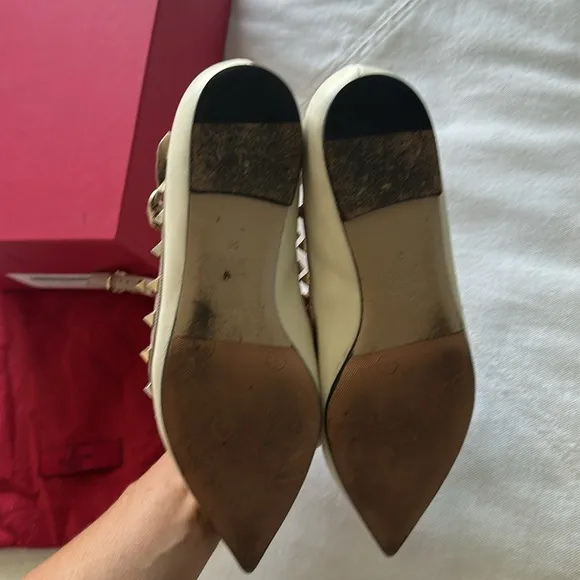 Valentino flats Rockstud ivory 39 with box and dustbag