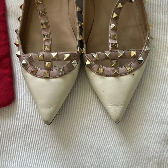 Valentino flats Rockstud ivory 39 with box and dustbag