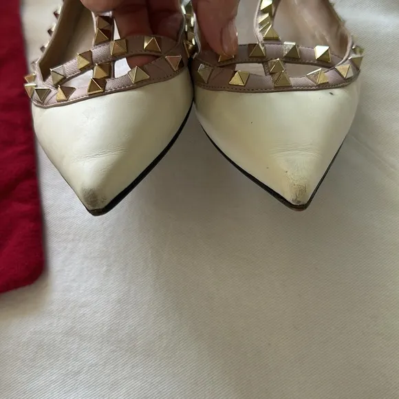 Valentino flats Rockstud ivory 39 with box and dustbag