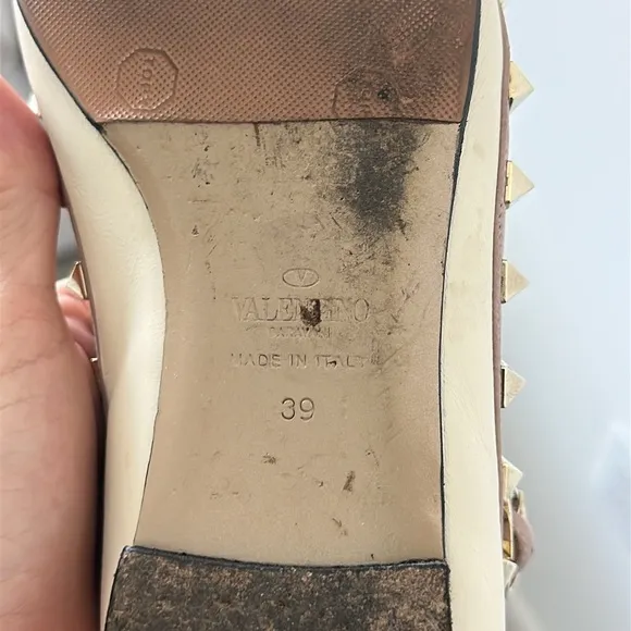 Valentino flats Rockstud ivory 39 with box and dustbag