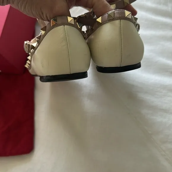 Valentino flats Rockstud ivory 39 with box and dustbag