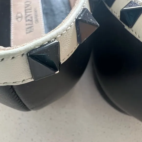 Valentino Rockstud Black and Cream Studded Women's Shoes