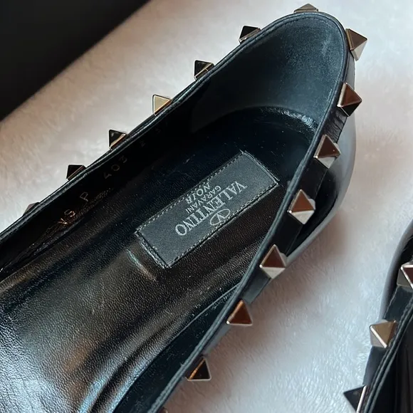 Valentino Studded Ballet Flats.  Black size 37 1/2
