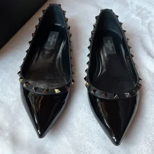 Valentino Studded Ballet Flats.  Black size 37 1/2