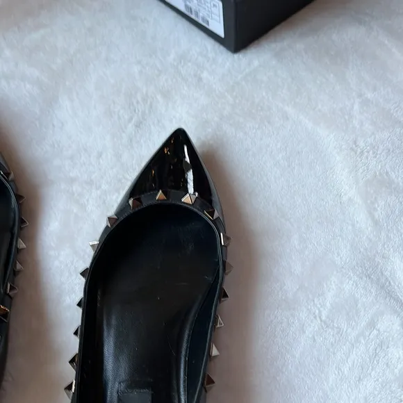 Valentino Studded Ballet Flats.  Black size 37 1/2