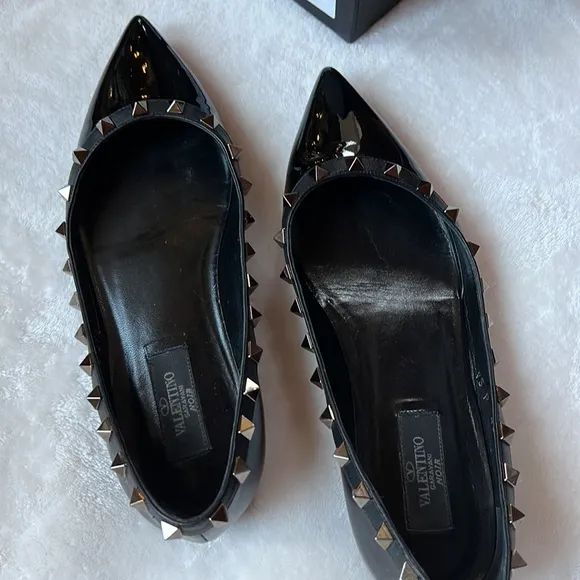 Valentino Studded Ballet Flats.  Black size 37 1/2