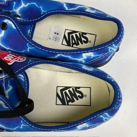 Vans‎ Authentic Lightning Storm Print Sneakers Black Blue Canvas Shoes US 12