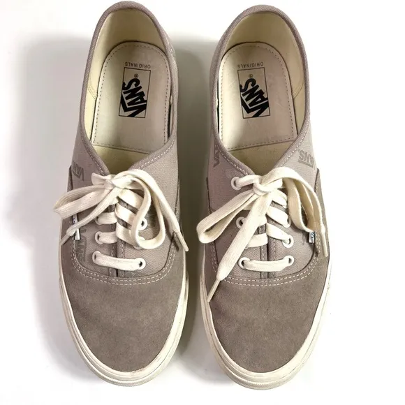 Vans Authentic Logo Canvas Suede Sneakers Gray Size 11.5