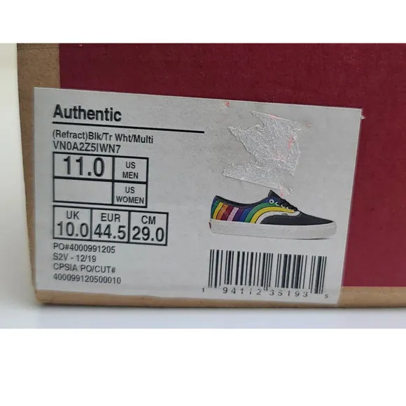 VANS Authentic Refract Skate Shoe Black Multicolor Pride Sneakers Men's 11